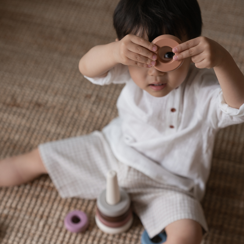 Mushie, stacking ring tower