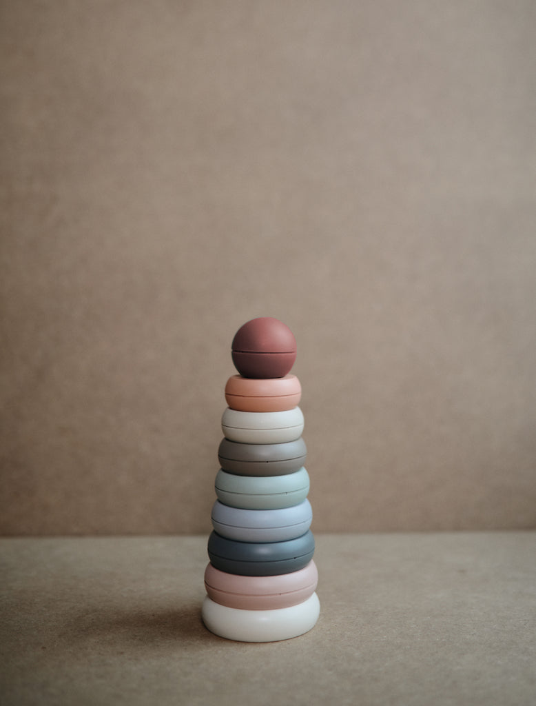 Mushie, stacking ring tower